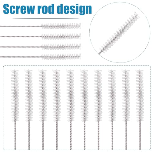 10pcs Hearing Aid Cleaning Brushes, Stainless Steel Hearing Aid Vent Tube Brushes Soft Nylon Bristles Cleaner Tools for Small Holes Earbuds Headphones Accessories