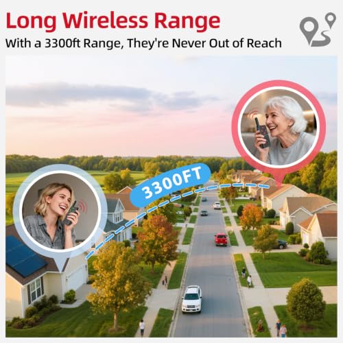CallToU Caregiver Pager Wireless Alert Button Home Wireless Intercom System | Easy Use, Walkie Talkies for Seniors Long Range Room Intercoms 2 Way Radio for Elderly/Patient/Adults/Home/Office - color: white 2+2+2
