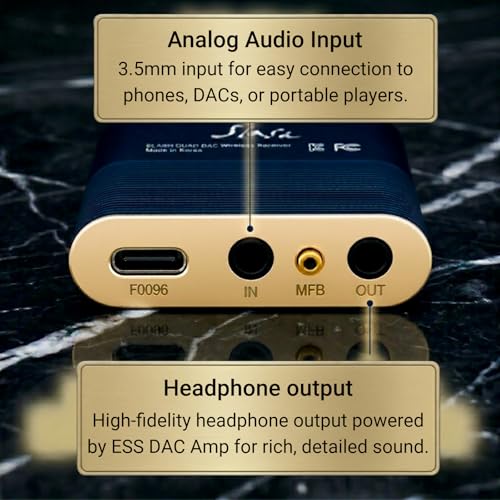 SLASH 5 LDAC Bluetooth to RCA Audio Receiver | Hi-Fi Wireless DAC with aptX Adaptive, HD, AAC, stereo 3.5 Aux & Headphone Amp