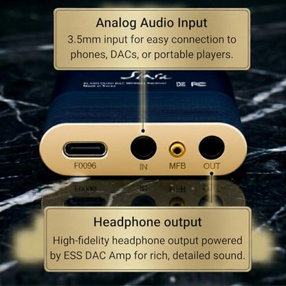 SLASH 5 LDAC Bluetooth to RCA Audio Receiver | Hi-Fi Wireless DAC with aptX Adaptive, HD, AAC, stereo 3.5 Aux & Headphone Amp