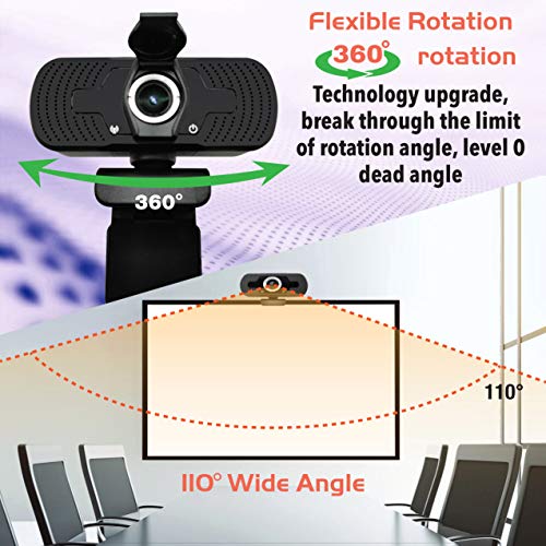 USB Webcam/Microphone,1080P Full HD Web Cameras for Computers Desktop & Laptop PC, Privacy Cover, Tripod, Lense Cloth, Plug and Play, Auto Focus for Video Calling, Conferencing, Recording, Gaming