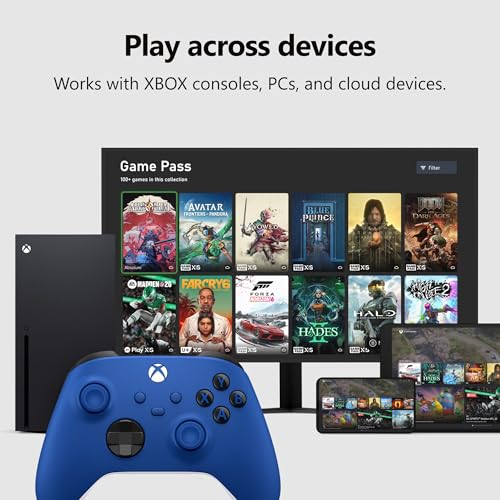XBOX Wireless Gaming Controller | Shock Blue | Consoles, PCs, TVs, mobile, and more | Textured Grip | Wireless, Bluetooth, USB-C Connectivity - style: Shock Blue