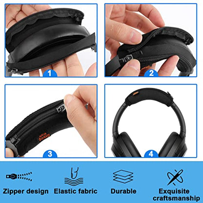 Replacement Headband Cushion Pad Cover Compatible with Sony WH-1000XM2/WH-1000XM3/WH-1000XM4 Noise Canceling Stereo Headset, Head Band Protector Pad Headband Cover (Black) - color: Black
