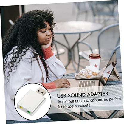 USB External Stereo Sound Adapter Plug and Play with Headphone and Microphone Jack Aluminum Alloy Compact USB Audio Card for Laptop Desktop Replacement