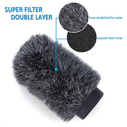 YOUSHARES Deadcat Windscreen for Rode NTG1, NTG2, Audio-Technica AT897 Shotgun Microphones, Wind Muff Up to 5.5" Long - color: 04_Gray
