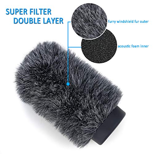 YOUSHARES Deadcat Windscreen for Rode NTG1, NTG2, Audio-Technica AT897 Shotgun Microphones, Wind Muff Up to 5.5" Long - color: 04_Gray