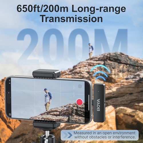 BOYA BY-V4D Wireless Lavalier Microphone for iPhone iPad with Charging case, 18H Battery Life, 650ft Range, 4-Channel Omnidirectional Noise Canceling Lapel Mics for Video Recording Interview Vlog - size: 4TX+Lightning RX+1CC