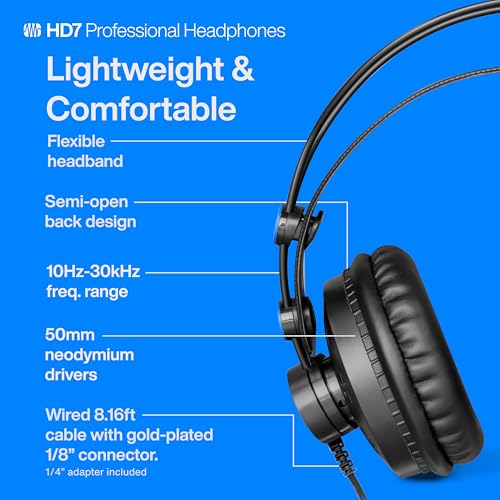 PreSonus HD7 Professional Monitoring Headphones - color: Black, style: HD7