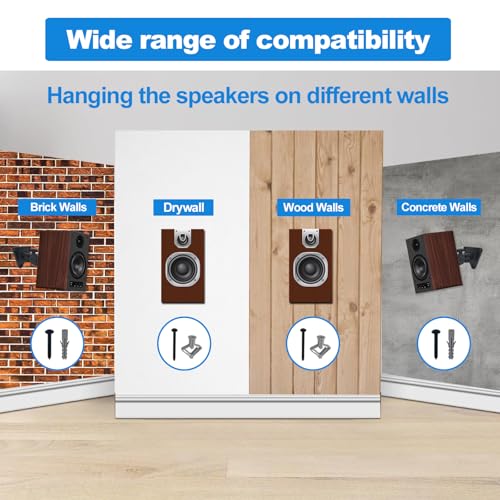 Speaker Wall Mount,Swivel and Tilt,Holds up to 30lbs,2 Packs | All Aluminum Wall Speaker Mount for Small Speakers, Easy DIY Assembly,DX-818,Black