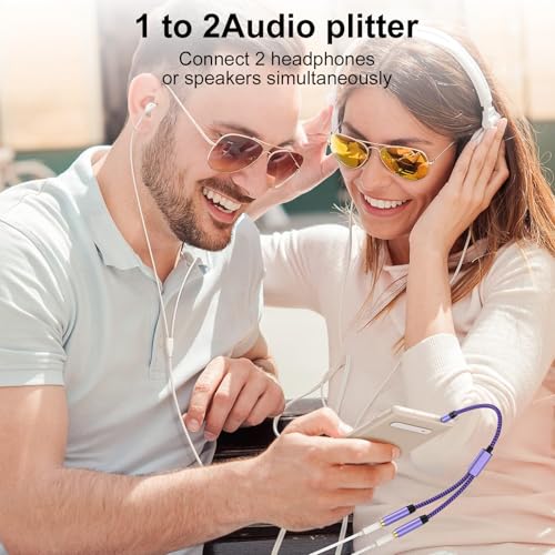 3.5mm Audio Splitter, Male to Female Headphone & Microphone Jack Adapter | 3.5mm Hi-Fi Stereo Aux Extension Cable for Earphones Compatible with PS4 PS5 Xbox Switch PC Gaming Headsets Phone Tablet - color: purple