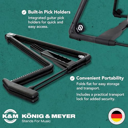 K&M - König & Meyer 17580.014.55 - Heli 2 Guitar Stand - Folding A-Frame for Acoustic Guitars - Adjustable and Collapsible – Sturdy and Durable - Professional Choice - German Made - Black - color: Black