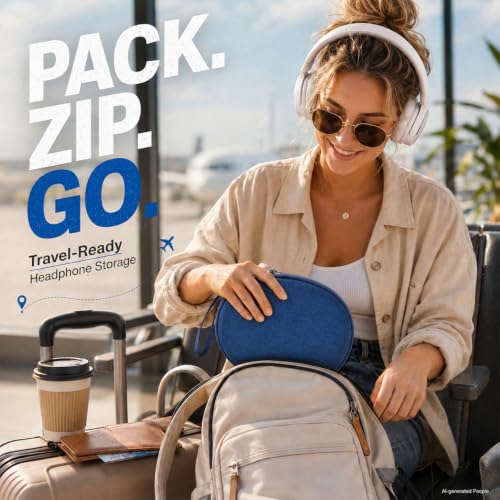 Hard Headphone Case for JBL Tune 770NC/510BT/720BT/520BT/670NC | Wave Foam, Elastic Strap, Soft Lining, Mesh Pocket, Carry Handle, Folded Headphone Storage, Blue, Case Only - color: Blue