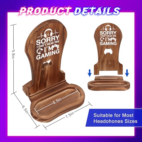 Gamer Gifts for Men Teenage Boys Birthday Christmas, Gaming Headset Stand | Birthday Gifts for Him Men Son Boyfriend Brother, Gamer Lovers Room Decor Stuff Wooden Headset Holder - style: Sorry I Can't Hear You I'm Gaming