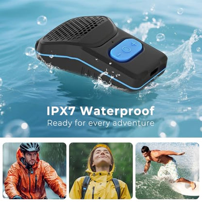Wearable Bluetooth Speaker, Clip On, 10H Working Time, IPX7 Waterproof | Portable Mini Personal Speaker, Clean Sound, BT 5.3, ENC Built-in Mic, Hands-Free Music/Calls for Outdoor Work
