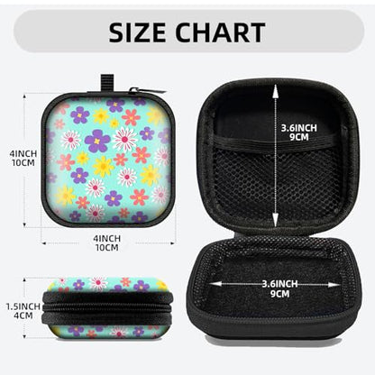 Square Data Cable Earbud Charger Coin Storage Bag Shockproof and Drop-Proof EVA Material Compatible with AirPod(Small Flowers) - color: small flowers