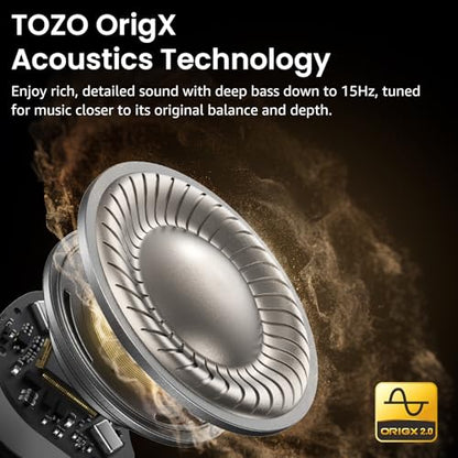 TOZO NC9 Hybrid Active Noise Cancelling Wireless Earbuds, 6 Mics ENC Clear Call, IPX8 Waterproof, in Ear Bluetooth 5.3 Headphones Stereo Bass Ear Buds 60H Playtime with LED Display 32 EQs via APP - color: Bright Red