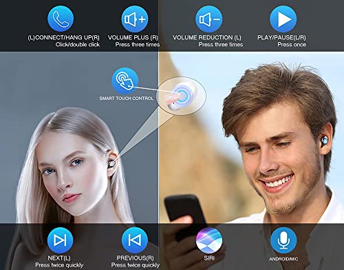 Wireless V5.3 Bluetooth Earbuds Compatible with Samsung Galaxy S10/S10e/S10+/S10 Plus/10 5G/Lite Updated Micro Thin Case Quad Mic 8D Bass IPX7 Waterproof/Sweatproof - color: White Mini