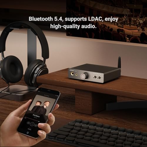 AIYIMA DAC A7 Bluetooth Desktop DAC Headphone Amplifier for Music,PC,Gaming | ESS ES9038Q2M DAC,QCC3084 Bluetooth,USB-C,Opt & Coax input with RCA,3.5mm and 6.35mm outputs for 16–600Ω headphone,PS5 & Xbox