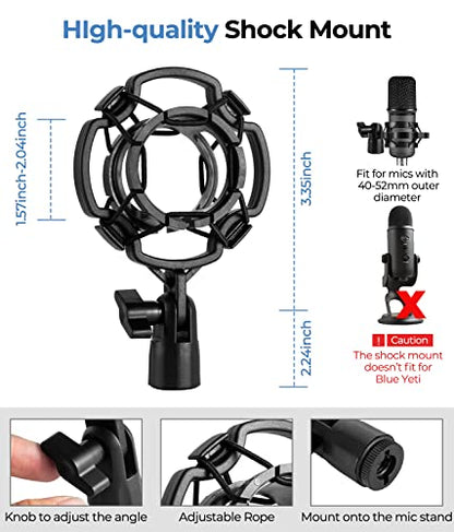 BILIONE Versatile Desktop Microphone Stand, Mic Stand Kit for Desk - size: Round Base