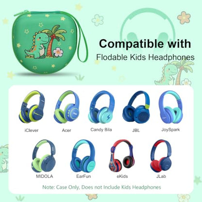 Kids Headphone Case for iClever/Acer, Dinosaur Green(Case Only) | for iClever BTH12 HS19 BTH22 BTH20 BTH18 BTH26/JBL Junior 320/MIDOLA/JoySpark/eKids/ ADOOPE/JLab Girls Boy Kids Headphone - color: Dinosaur Print - Green