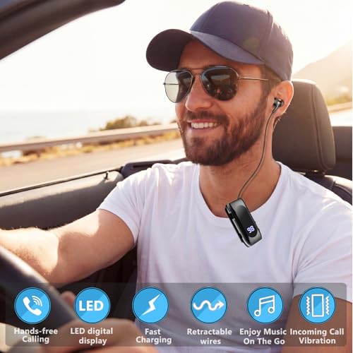 Wireless Headset Wireless Headphones Handsfree Call Wireless Earpiece Noise Cancellation Earbud Earphones Mic Compatible with Cell Phones Car Driver Trucker Business Office (Black Iron) - color: black iron