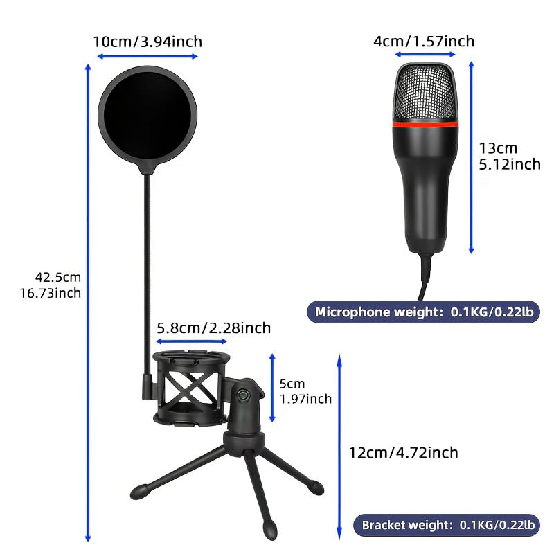 USB Microphone with RGB Light and Tripod Stand for Streaming Podcast Recording Gaming on PC Laptop