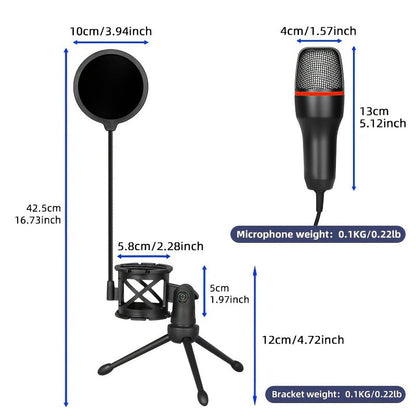 USB Microphone with RGB Light and Tripod Stand for Streaming Podcast Recording Gaming on PC Laptop