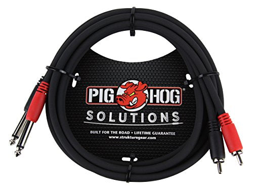 Pig Hog PD-R1403 Dual RCA (Male) to Dual 1/4" Mono (Male) Cable, 3 Feet - size: 3 feet