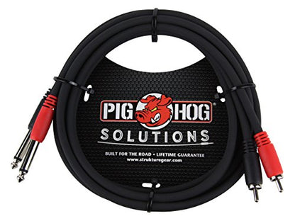 Pig Hog PD-R1403 Dual RCA (Male) to Dual 1/4" Mono (Male) Cable, 3 Feet - size: 3 feet