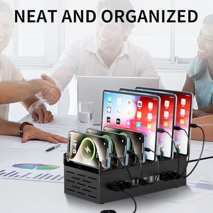 300W USB Charging Station, 22-Port Desktop Fast Charger Station for Multiple Devices, Organizer Charging Dock with Intelligent Protection for iPhone, iPad, Tablets and More