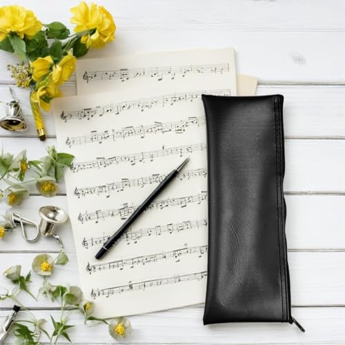 POPETPOP 6pcs Microphone Pouch Bag with Pu Material and Zipper, Lightweight Dustproof Mic Storage Pouch for Hand Microphone, for Studio Sessions and Travel, Black