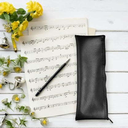 POPETPOP 6pcs Microphone Pouch Bag with Pu Material and Zipper, Lightweight Dustproof Mic Storage Pouch for Hand Microphone, for Studio Sessions and Travel, Black
