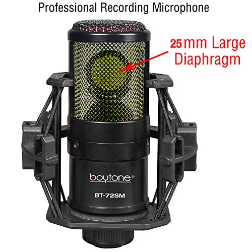 Boytone, Professional Cardioid Studio Recording Mic 25mm Diaphragm USB Microphone Streaming Vocal Recording, Podcasting Condenser Microphone for PC and Mac, Quality Sound (BT-72SM)
