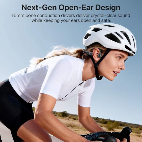 Bone Conduction Headphones, Open Ear Wireless Headphones, 10H Playtime, Bluetooth 5.4, Lightweight Sport Headphones with Stable Connection, Sweatproof Running Headset for Workout Cycling, Black