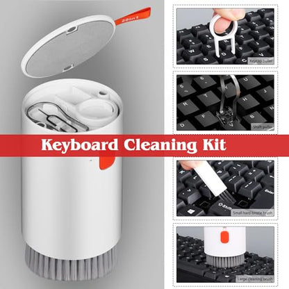 20-in-1 Phone Cleaning Kit,Computer Keyboard Brush Cleaner, Screen Electronic Cleaner Kit for Laptop, AirPods, MacBook, Cell Phone, IPad, Car, Lego, Device, Earbuds, Camera Lens - color: White orange