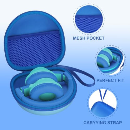 Kids Headphone Case for Candy Bila/Acer Gradient Blue(Case Only) | for iClever BTH12 HS19 BTH20 BT22 BTH26/JoySpark/MIDOLA/ADOOPE/Voopwink /EarFun/JLab/eKids Spiderman/IMYB Kids Headphones - color: Gradient Blue