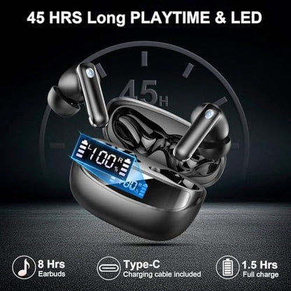 Wireless Earbuds 2026, Ear Buds Bluetooth 5.4 Headphones with HiFi Stereo/ENC Noise Cancelling, Wireless Earphones 40H Playtime Bluetooth Earphones, in Ear Headphones IP7 Waterproof/USB-C Fast Charge | Deep Bass Stereo, 40H Playtime, Mini Charging Case, L