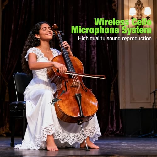 UHF Wireless Violin Cello Microphone System Violin Pickup Clip-on Instrument Microphones with Transmitter and Receiver for Musicians, Teachers, Stage Performances, Active PA Systems, 196ft Range - style: U-730 Violin Cello Microphone