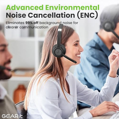GEARit Wireless Bluetooth Headset with Mic - 35 Hrs Talk Time - for Trucker, w/Noise Cancelling Microphone & Mute Button - Easy to Set Up Wireless for Work, Phone Calls, Homes, Offices - size: MONO Headset w/ 35 Hrs Talk Time