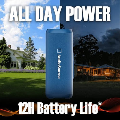 Audiosource Portable Bluetooth Speaker, 30W Loud Sound, Dual Passive Radiators for Deep Bass, Bluetooth 5.4, Auracast Multi-Speaker Pairing, IP67 Waterproof, 200ft Range, 12H Battery (Blue) - color: Blue