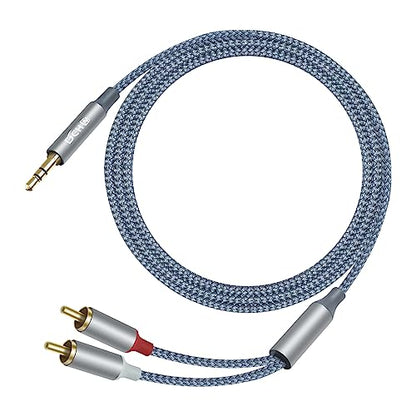 DCHAV 3.5mm to RCA Audio Cable 4ft 2 Male RCA Aux Cord Adapter Headphone Jack Y Splitter for Speaker Stereo Car Subwoofer TV MP3 Laptop Amplifier with Nylon Braided Wire Gold Plated Plug Red White - style: 3.5mm to 2 RCA