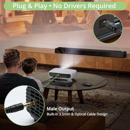 3.5 mm to Optical Audio Cable Analog to Digital Audio Converter with Built-in AUX and Optical Cables, 48KHz PCM, Compact Plug-and-Play Adapter for Laptop, Projector, Computer to Soundbar - color: 3.5mm to Optical Cable
