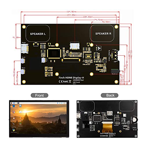 ELECROW 7 Inch Touchscreen Monitor for Raspberry Pi - 1024x600 IPS Capacitive Touch Screen HD Mini LCD Display with Stand Compatible with Raspberry Pi 5/4B/3B+/3B, BB Black, Win11/10/8/7, Driver Free