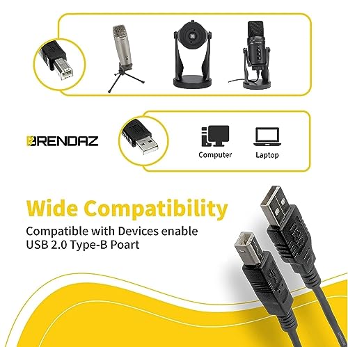 BRENDAZ 10ft. USB Cable Compatible with Samson G-Track Pro USB Microphone & C01U Pro USB Condenser Mic. (10-Feet) - size: 10-Feet