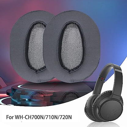 WH-CH710N Replacement Earpads Ear Cushions, Ear Pads for Sony WH-CH700N, WH-CH710N, WH-CH720N Headphones, Ear Cushions with Soft Ice Silk, Ear Comfort Memory Foam (Black) | Softer Ice Silk Fabric & High-Density Memory Foam Earpads for Sony Headphones - co