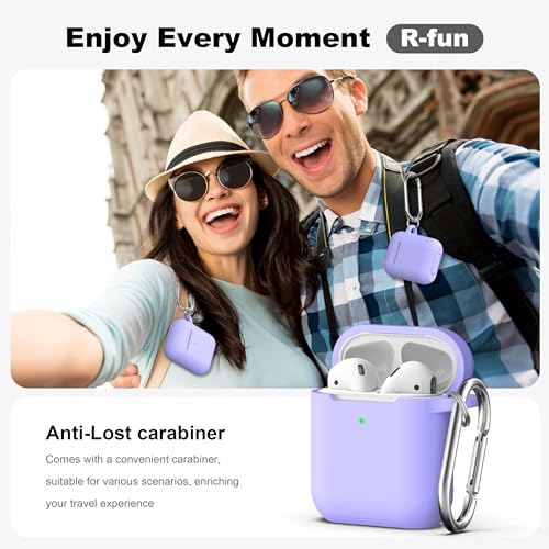 for AirPods 2nd/1st Case Silicone Cover, Lilac | Compatible with Apple AirPods 2nd/1st (2019/2016) Generation with Keychain & Cleaner Kit, Wireless Charging Compatible - color: E1-Lilac