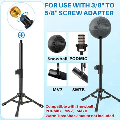 Relaxweex 4 Set Desktop Mic Stand Portable Foldable Adjustable Tabletop Microphone Stand Microphone Tripod with Mic Clip, Storage Bag and 5/8" Male to 3/8" Female Screw(Stylish,10.63''-15.35'') - size: 10.63''-15.35'', style: Stylish