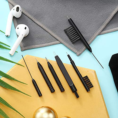 Mudder 7 Pieces Hearing Aid Cleaning Kit, Earbuds Headphones Cleaner Brush Set with Velvet Bag, Hearing Aid Cleaning Tools with Magnet Pick for Aids, Earbuds, Gift for Elderly