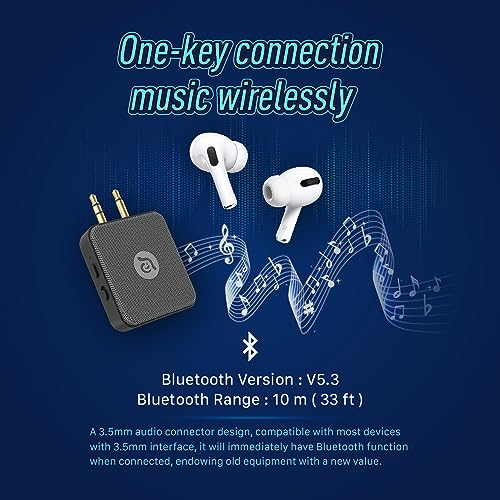 ADAM elements EVE II 2-in-1 Bluetooth Transmitter Receiver, Wireless Audio Adapter with Foldable Dual 3.5mm AUX Plugs for Airplane in-Flight Systems, Nintendo Switch, TV & Car Stereo