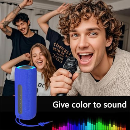 PEICHENG Bluetooth Speaker, Portable Wireless Clear Loud Stereo Sound IPX5 Waterproof with RGB Lights BT5.3 Long Playtime TWS Pairing,for Home Party Outdoor Beach,Great Gift Choice (Blue) - color: Blue